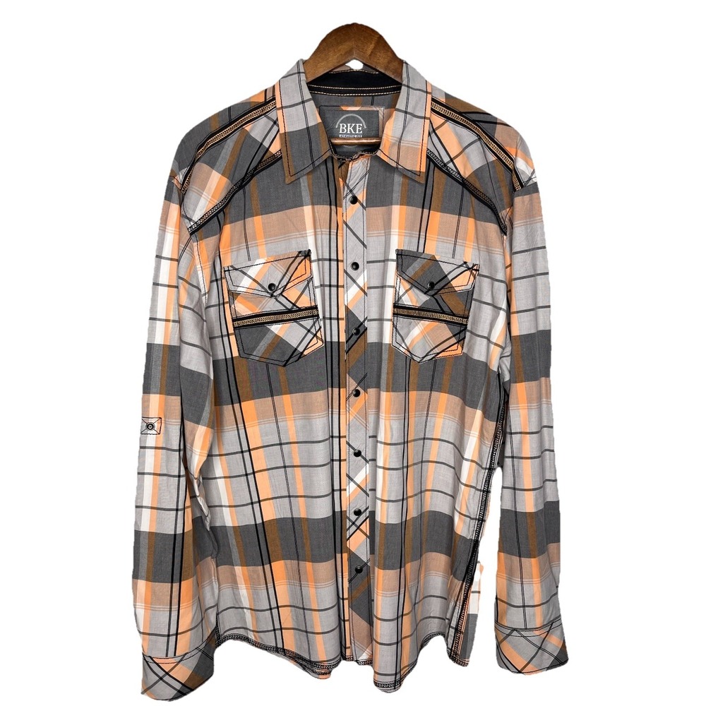 Mens BKE Buckle Western Button Up Shirt Athletic Fit Pearl Snap XXL Cowboy